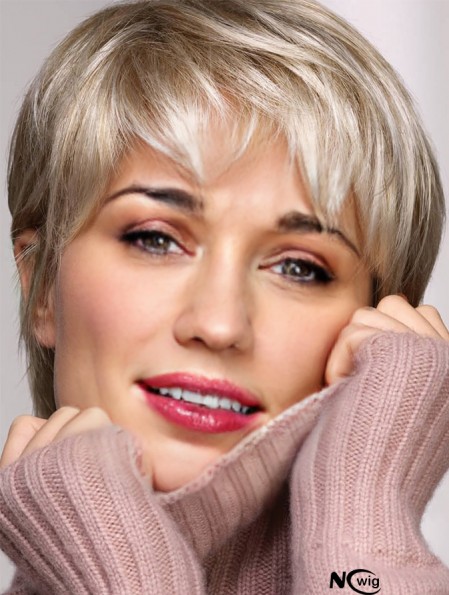 Wig Cap Blonde Cropped Straight Boycuts Wigs