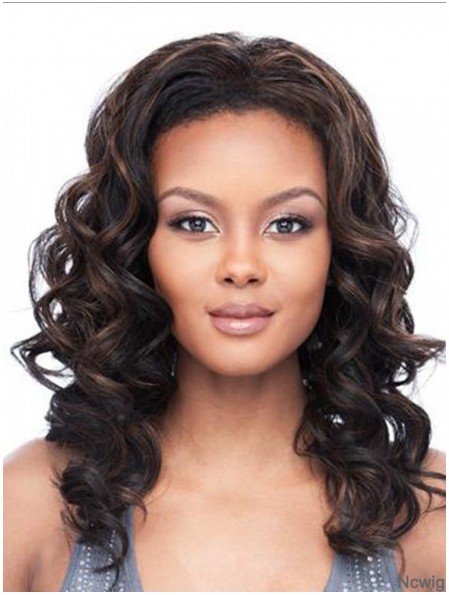 Wavy Brazilian Remy Hair Brown Shoulder Length Flexibility 3/4 Wigs