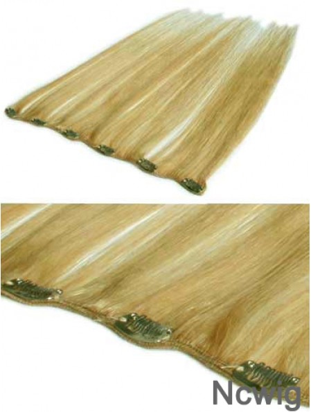 Flexibility Blonde Straight Remy Human Hair Clip In Hair Extensions