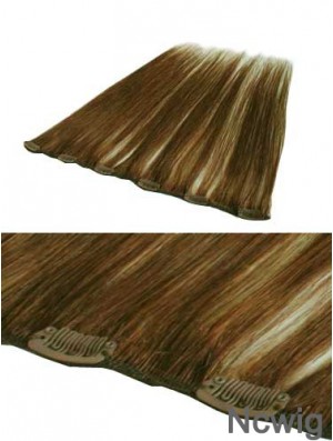 Beautiful Brown Straight Remy Human Hair Clip In Hair Extensions