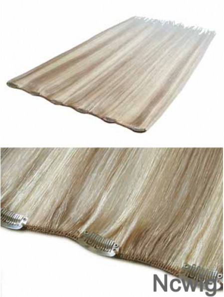 Convenient Blonde Straight Remy Human Hair Clip In Hair Extensions