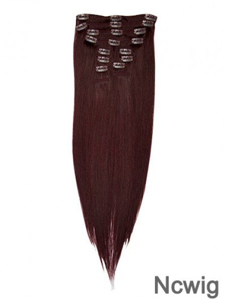 Fashionable Red Straight Remy Human Hair Clip In Hair Extensions