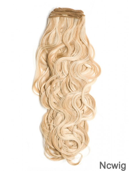 Curly Remy Human Hair Blonde Stylish Weft Extensions