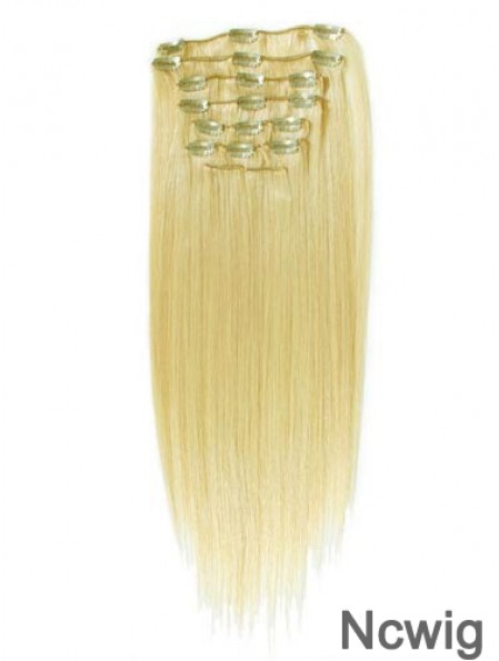 Style Blonde Straight Remy Human Hair Clip In Hair Extensions