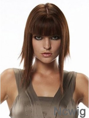 Human Hair Hairpieces Straight Style Long Length Auburn Color