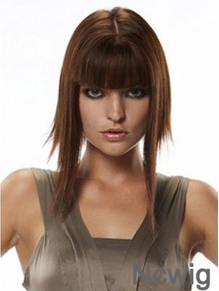 Human Hair Hairpieces Straight Style Long Length Auburn Color