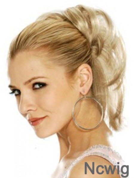 Hairpieces Clip In Blonde Color Straight Style With Synthetic