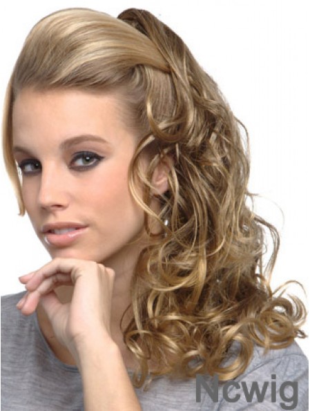 Amazing Blonde Curly Synthetic Clip In Hairpieces