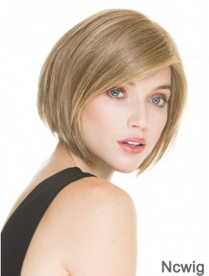 Short Blonde Bob Wig 100% Hand Tied Straight Style Chin Length