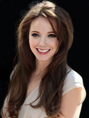 Monofilament Human Hair Angelina Jolie Wigs Long Length Straight Style Brown Color