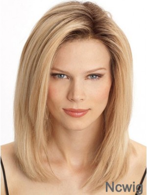 Cheap Monofilament Human Hair Wigs Sale Blonde Color Shoulder Length