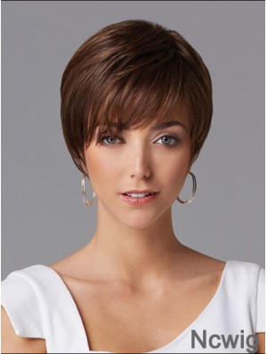 Hair Wigs For Women Cropped Length Straight Style Auburn Color