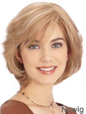 Human Hair Lace Front Monofilament Top Wigs Blonde Color Chin Length