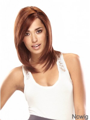 Auburn Shoulder Length Good Straight Layered Lace Wigs