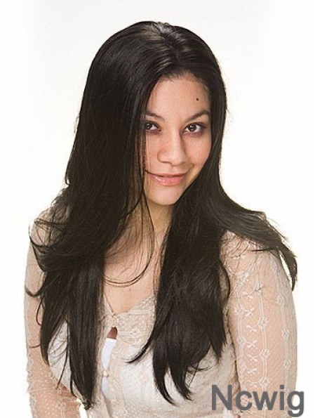 Black Human Hair Wig With Capless Blac Color Straight Style