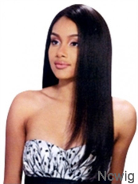 Human Hair Full Lace Wigs True Long Length Black Color