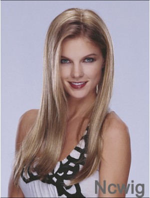 Half Blonde Wig Lace Front Long Length Straight Style