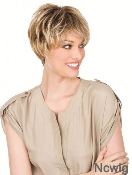 Human Hair Blonde Wigs With Lacr Front Chin Length Straight Style