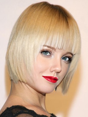 Blonde Chin Length 100% Hand-tied 10 inch Mena Suvari Wigs