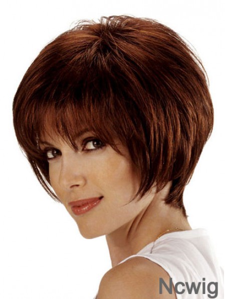 Human Bob Hair Wigs Remy Lace Front Chin Length Auburn Color