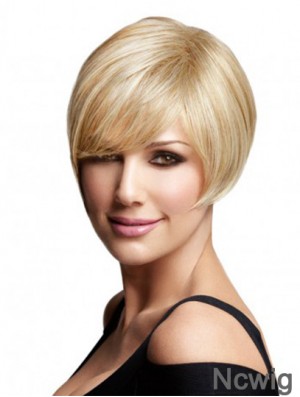 Cheap Bob Wigs Remy Human Full Lace Chin Length Blonde Color