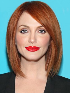 Human Full Lace Christina Hendricks Wigs Bobs Cut Cropped Color Shoulder Length