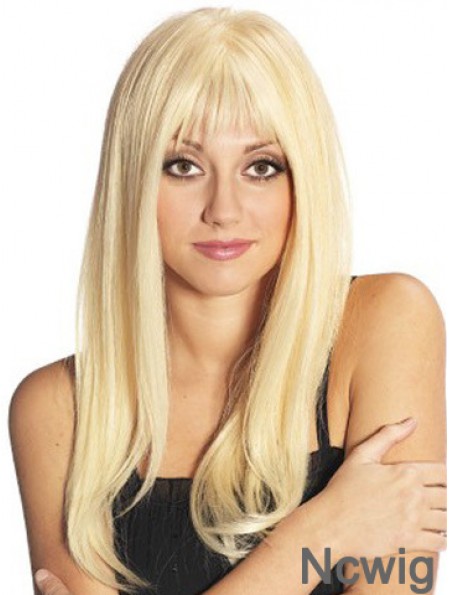 Blonde Long Fabulous Straight With Bangs Lace Wigs