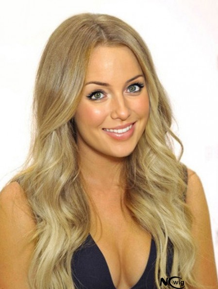 100% Hand Tied Remy Long Wavy Blonde Cheap Monofibre Wigs