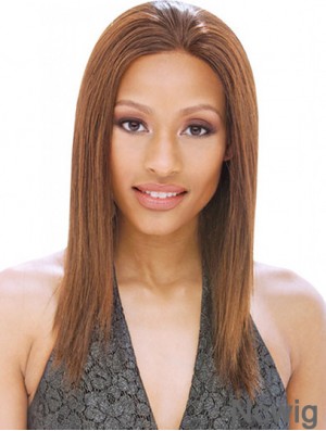 16 inch Brown Shoulder Length Without Bangs Straight Fashion Lace Wigs