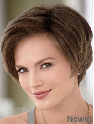 8 inch Ideal Brown Without Bangs Monofilament Wigs