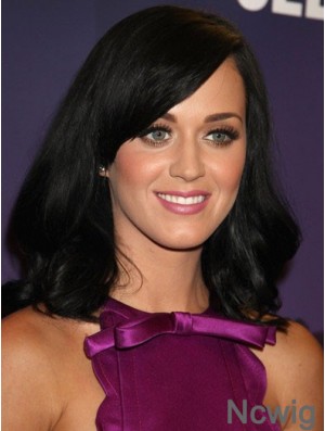 16 inch Ideal Black Shoulder Length Straight With Bangs Katy Perry Wigs