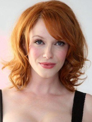 Christina Hendrick Wigs With Bangs Chin Length Cropped Color