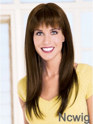 Straight With Bangs Capless Brown Modern Long Wigs