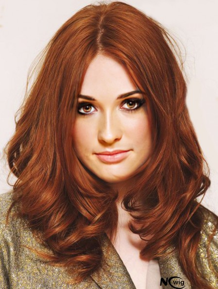 Without Bangs Long Copper Wavy 18 inch Suitable Human Hair Karen Gillan Wigs