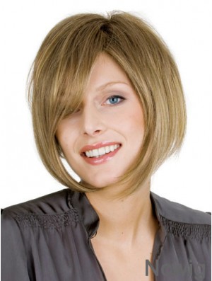 Blonde Straight Chin Length Bobs 100% Hand-tied Cheap Wigs For Women