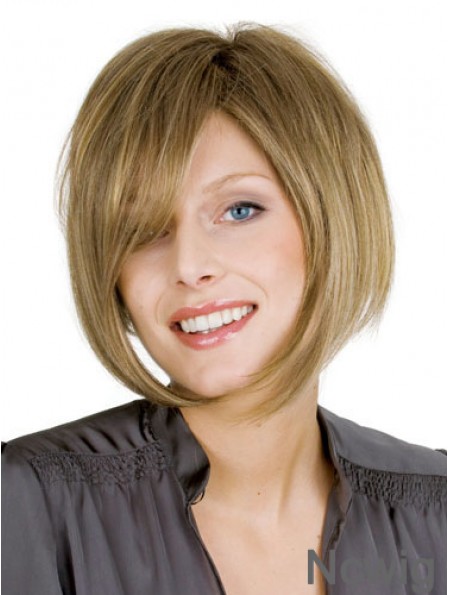 Blonde Straight Chin Length Bobs 100% Hand-tied Cheap Wigs For Women