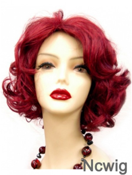 Wavy Without Bangs Chin Length Red Online Lace Front Wigs