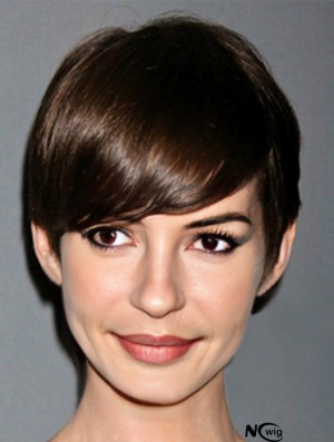 Brown Cropped Straight Boycuts Lace Front 6 inch Anne Hathaway Wigs