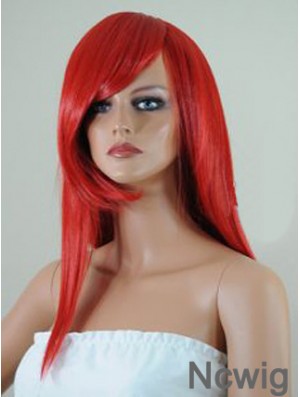 Straight With Bangs Lace Front Affordable 18 inch Red Long Wigs