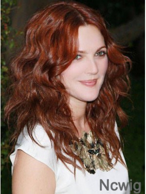 Without Bangs Long Copper Wavy 16 inch Gorgeous Human Hair Drew Barrymore Wigs