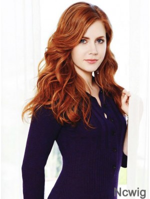 Without Bangs Long Copper Wavy 22 inch Style Human Hair Amy Adams Wigs
