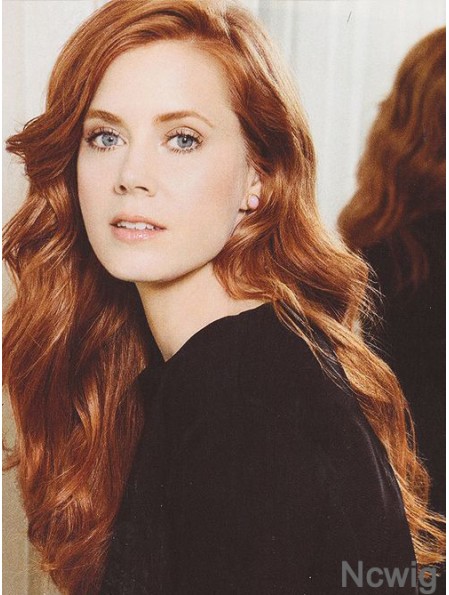 Without Bangs Long Copper Wavy 22 inch Designed Human Hair Amy Adams Wigs