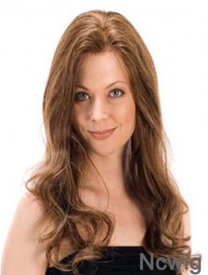 Wavy Remy Human Long Brown Monofilament Human Hair Wigs