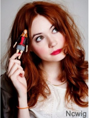 Without Bangs Long Copper Wavy 20 inch Fabulous Human Hair Karen Gillan Wigs