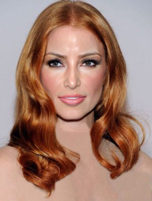 Without Bangs Long Copper Wavy 18 inch Cheapest Human Hair Jessica Chastain Wigs