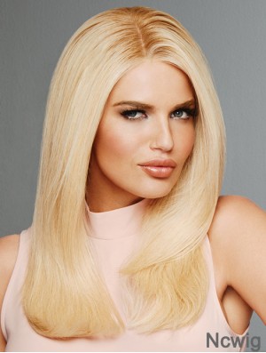 Straight Blonde Without Bangs 16 inch Remy Human Hair
