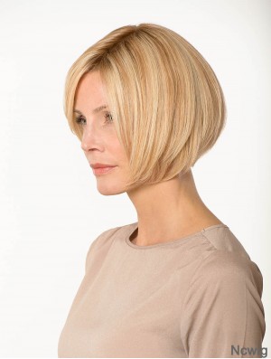 Lace Front Straight Bobs 8 inch Blonde Chin Length Real Human Hair Wigs