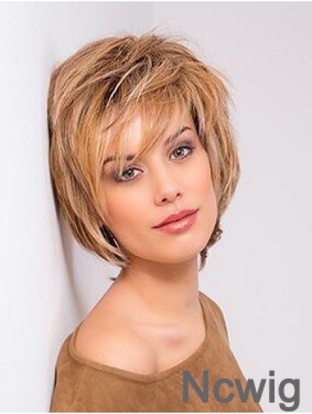 Blonde Monofilament Straight Bobs 10 inch Copper Chin Length Human Hair Lace Front Wigs