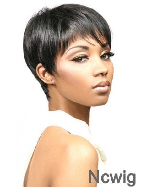 African Wigs With Synthetic Capless Cropped Length Boycuts Straight Style