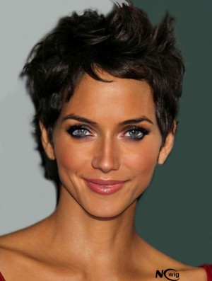 Short Halle Berry Wigs With Lace Front Boycuts Wavy Style Cropped Length